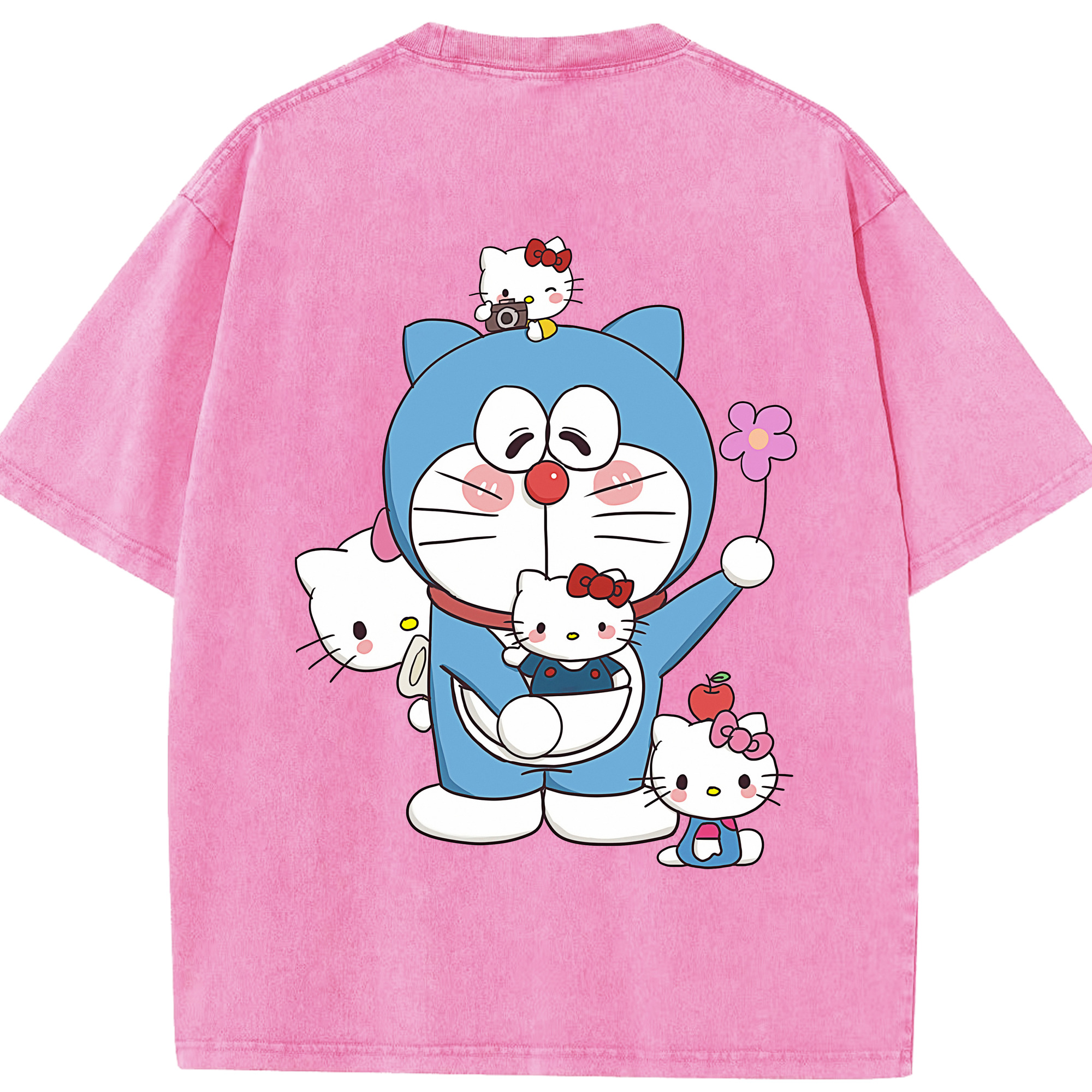 （画像用） ドラえもん Doraemon 綿100% ヴィンテージ風 半袖Tシャツ（背面プリント）